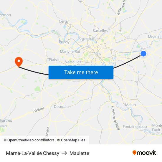 Marne-La-Vallée Chessy to Maulette map