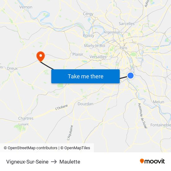 Vigneux-Sur-Seine to Maulette map