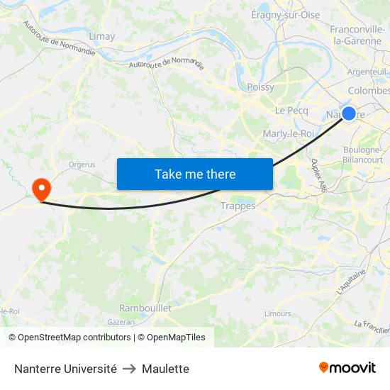 Nanterre Université to Maulette map