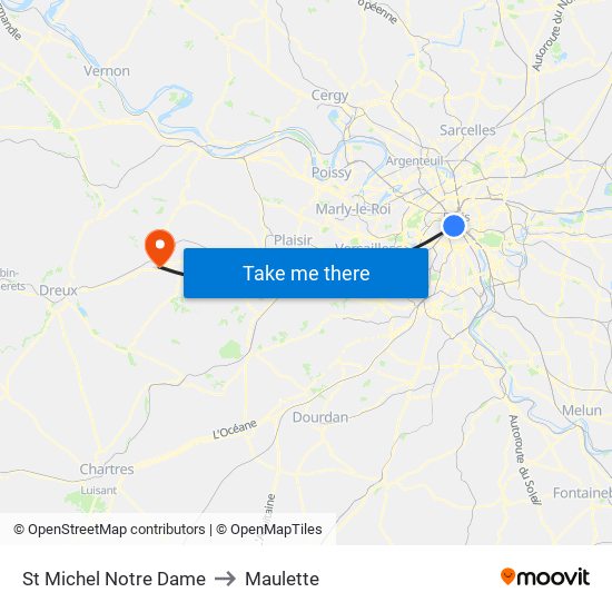 St Michel Notre Dame to Maulette map