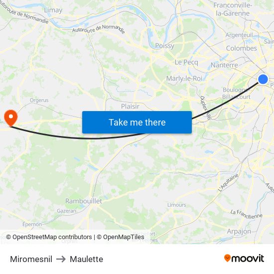 Miromesnil to Maulette map
