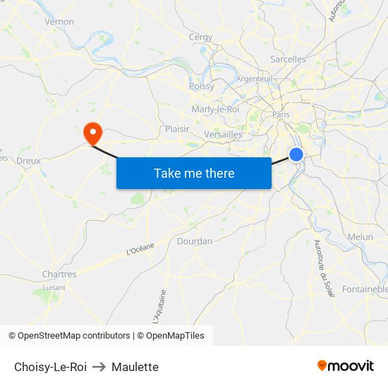 Choisy-Le-Roi to Maulette map