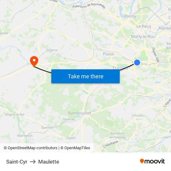 Saint-Cyr to Maulette map