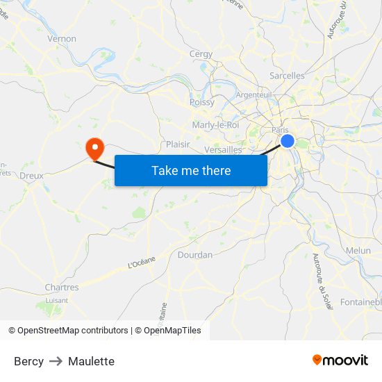 Bercy to Maulette map