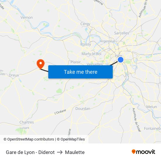 Gare de Lyon - Diderot to Maulette map