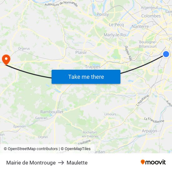 Mairie de Montrouge to Maulette map