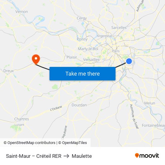 Saint-Maur – Créteil RER to Maulette map