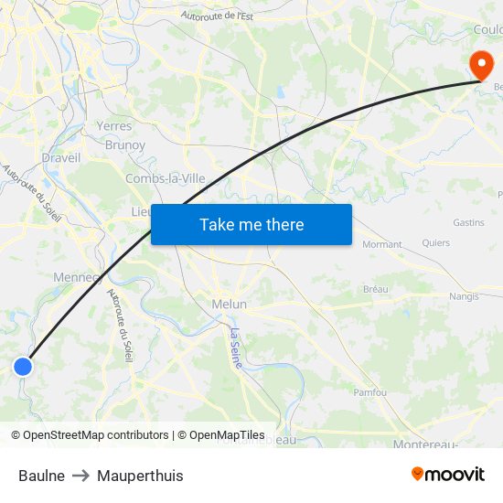 Baulne to Mauperthuis map