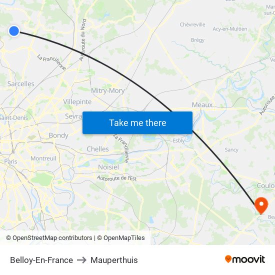 Belloy-En-France to Mauperthuis map