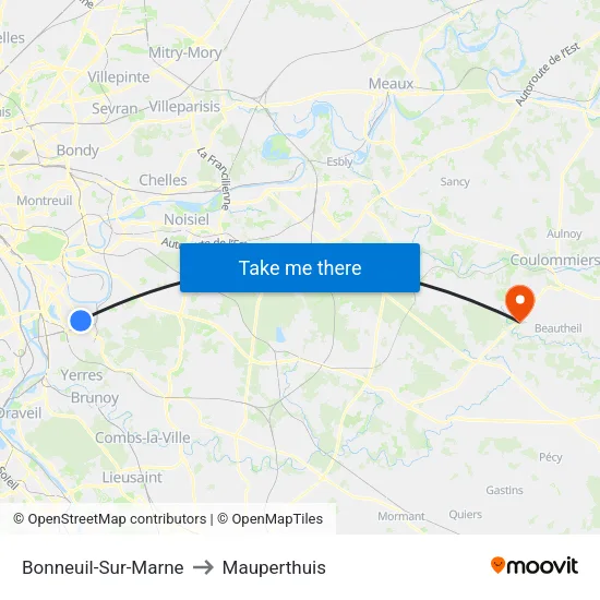 Bonneuil-Sur-Marne to Mauperthuis map