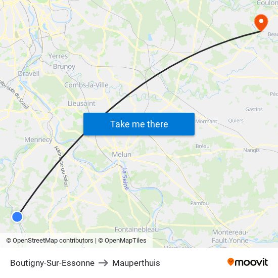 Boutigny-Sur-Essonne to Mauperthuis map