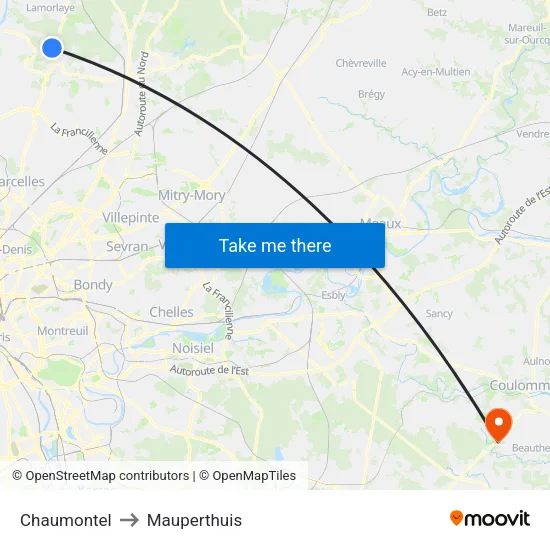 Chaumontel to Mauperthuis map