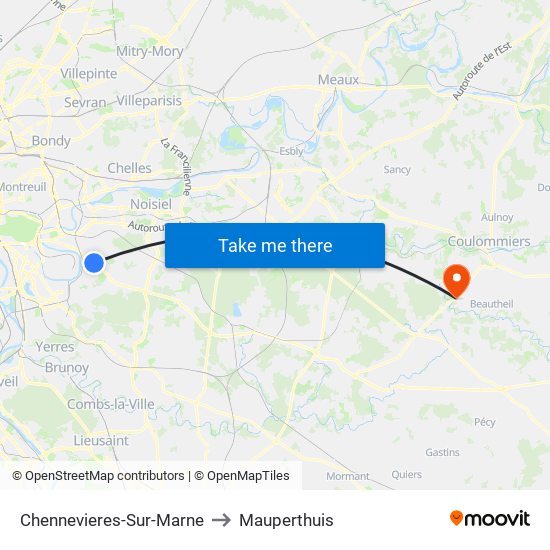 Chennevieres-Sur-Marne to Mauperthuis map