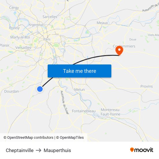Cheptainville to Mauperthuis map
