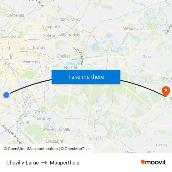 Chevilly-Larue to Mauperthuis map