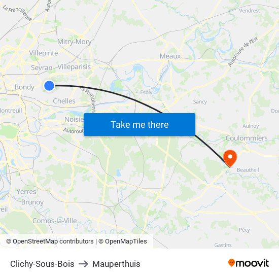 Clichy-Sous-Bois to Mauperthuis map