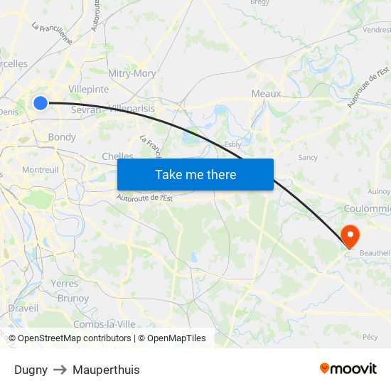 Dugny to Mauperthuis map