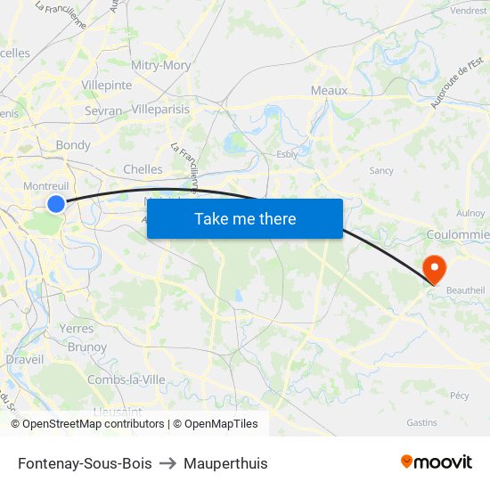 Fontenay-Sous-Bois to Mauperthuis map