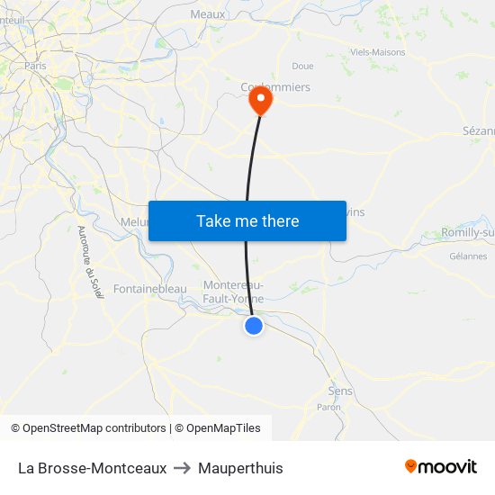 La Brosse-Montceaux to Mauperthuis map