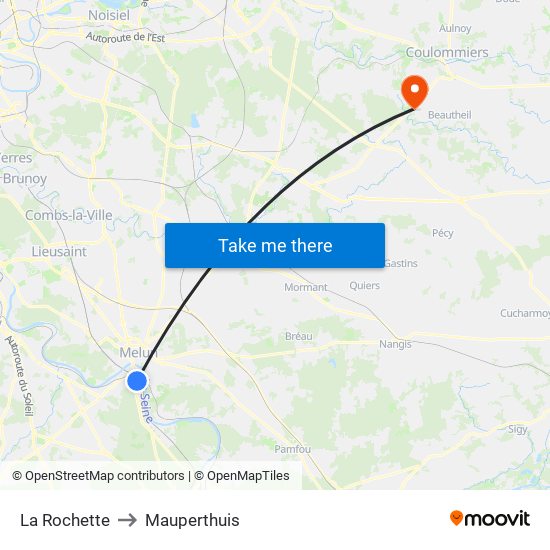 La Rochette to Mauperthuis map