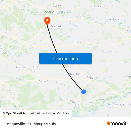 Longueville to Mauperthuis map