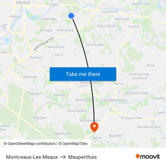 Montceaux-Les-Meaux to Mauperthuis map