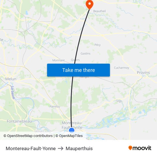 Montereau-Fault-Yonne to Mauperthuis map