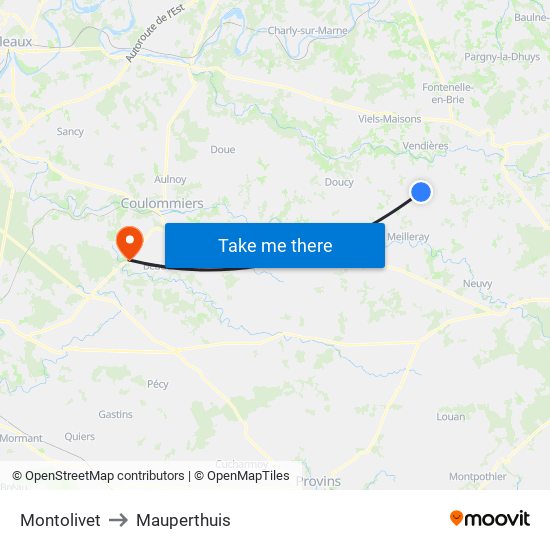 Montolivet to Mauperthuis map