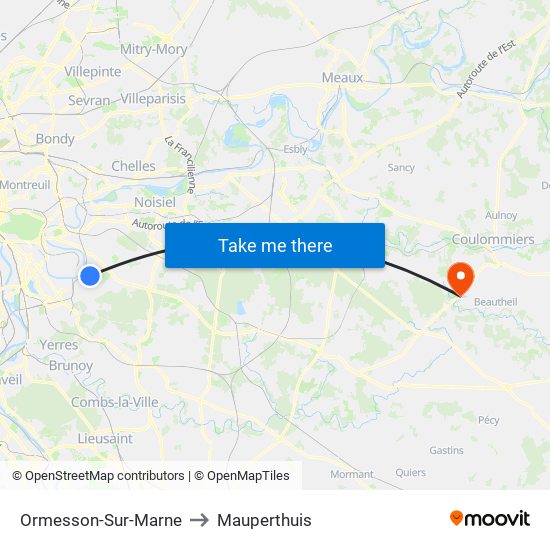 Ormesson-Sur-Marne to Mauperthuis map