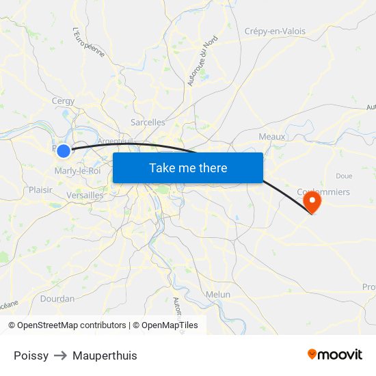 Poissy to Mauperthuis map