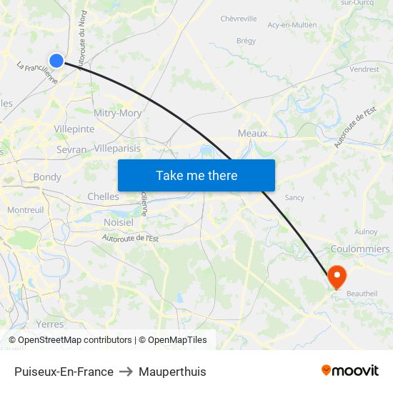 Puiseux-En-France to Mauperthuis map