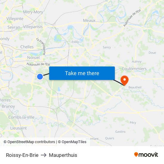 Roissy-En-Brie to Mauperthuis map