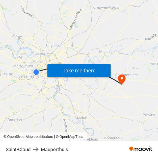 Saint-Cloud to Mauperthuis map