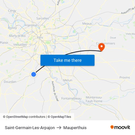 Saint-Germain-Les-Arpajon to Mauperthuis map