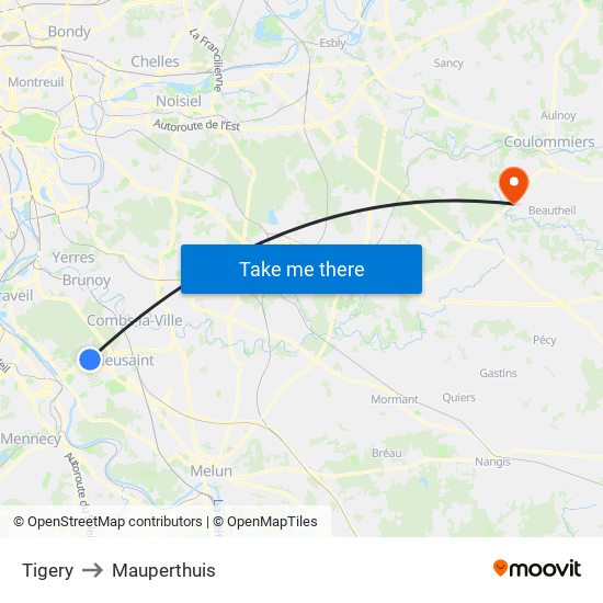 Tigery to Mauperthuis map