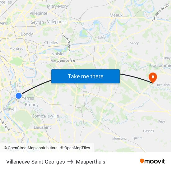 Villeneuve-Saint-Georges to Mauperthuis map