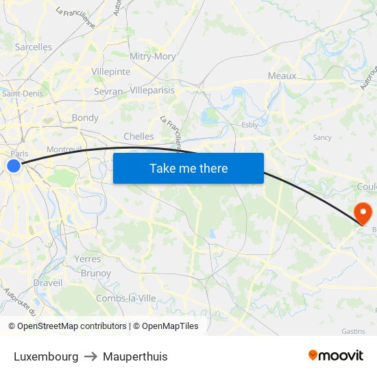Luxembourg to Mauperthuis map