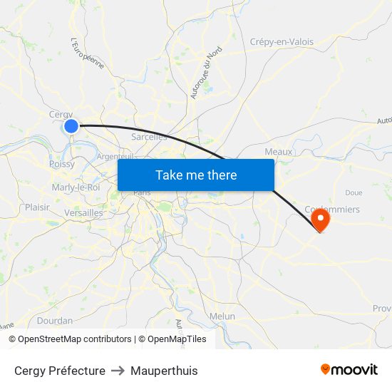 Cergy Préfecture to Mauperthuis map