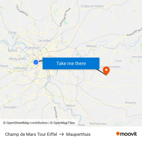 Champ de Mars Tour Eiffel to Mauperthuis map