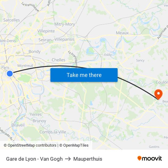Gare de Lyon - Van Gogh to Mauperthuis map