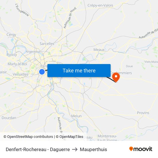Denfert-Rochereau - Daguerre to Mauperthuis map