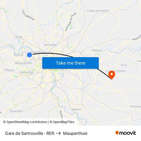 Gare de Sartrouville - RER to Mauperthuis map