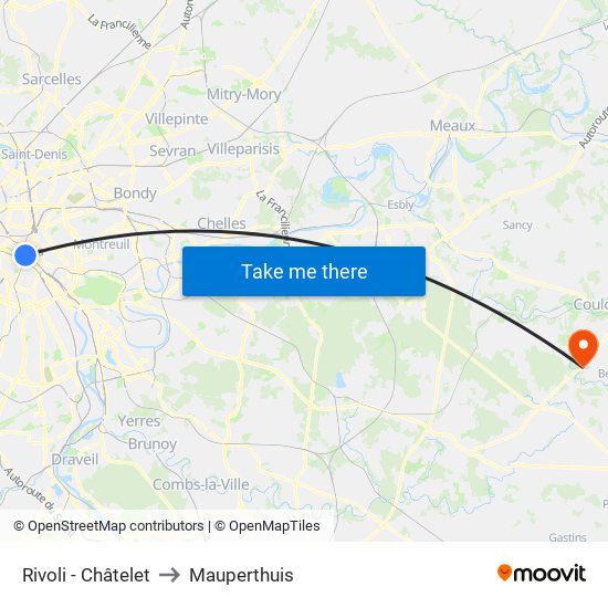 Rivoli - Châtelet to Mauperthuis map