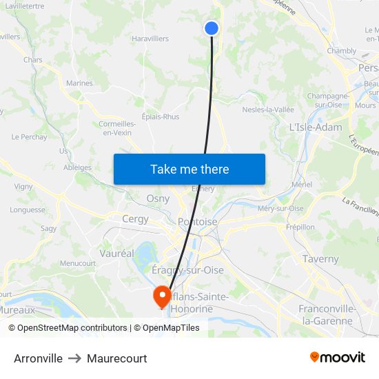 Arronville to Maurecourt map
