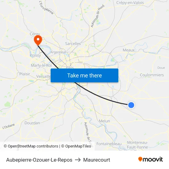 Aubepierre-Ozouer-Le-Repos to Maurecourt map