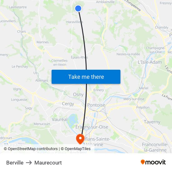 Berville to Maurecourt map