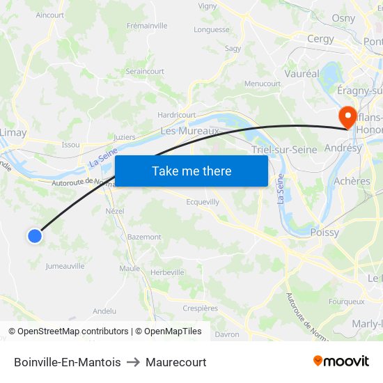 Boinville-En-Mantois to Maurecourt map