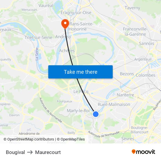 Bougival to Maurecourt map