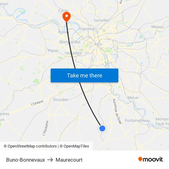 Buno-Bonnevaux to Maurecourt map