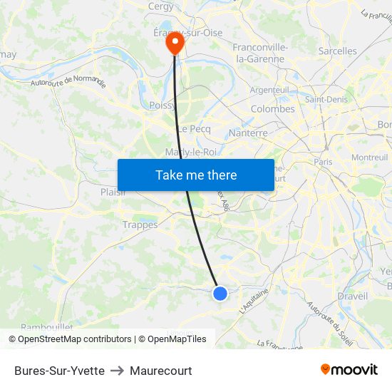 Bures-Sur-Yvette to Maurecourt map
